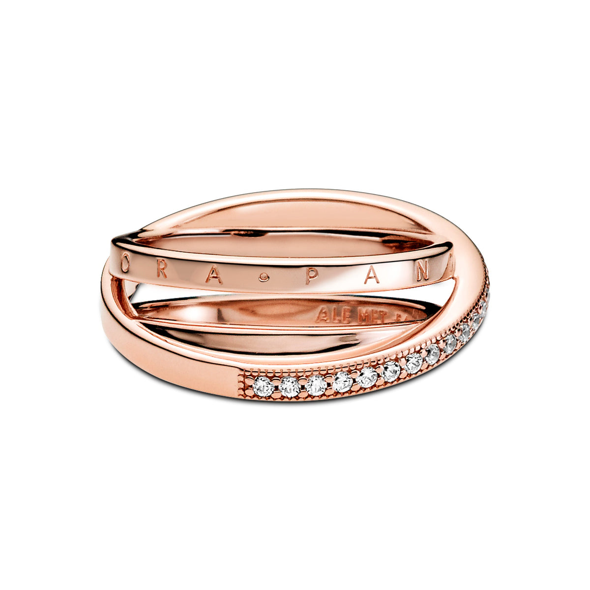 Pandora Ring Featuring Crossover Pavé Triple Band