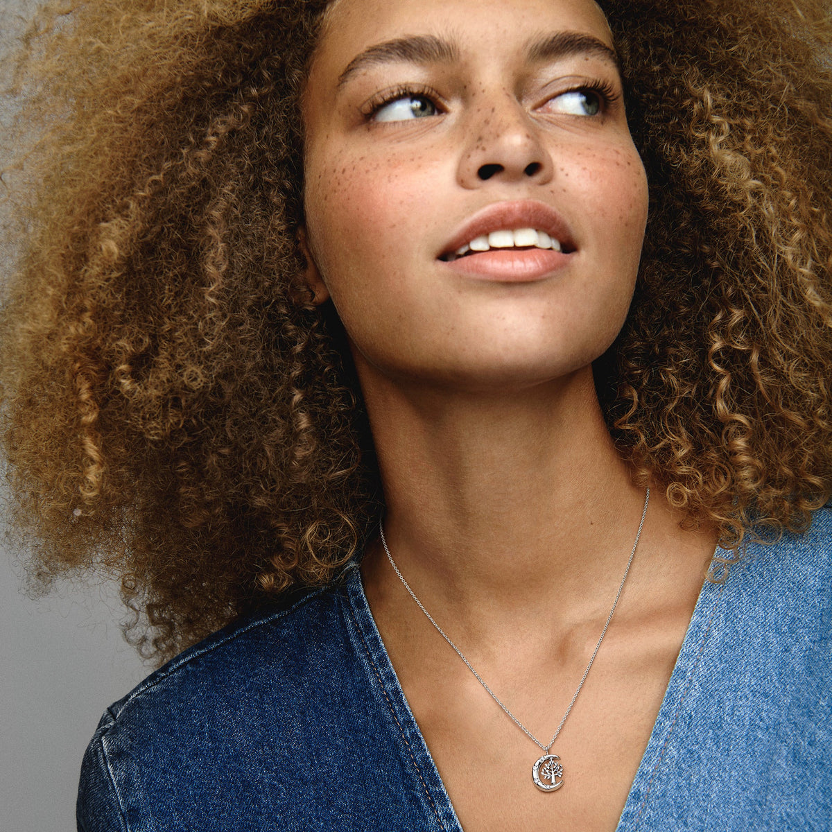 Pandora Necklace Featuring Moon & Spinning Tree of Life