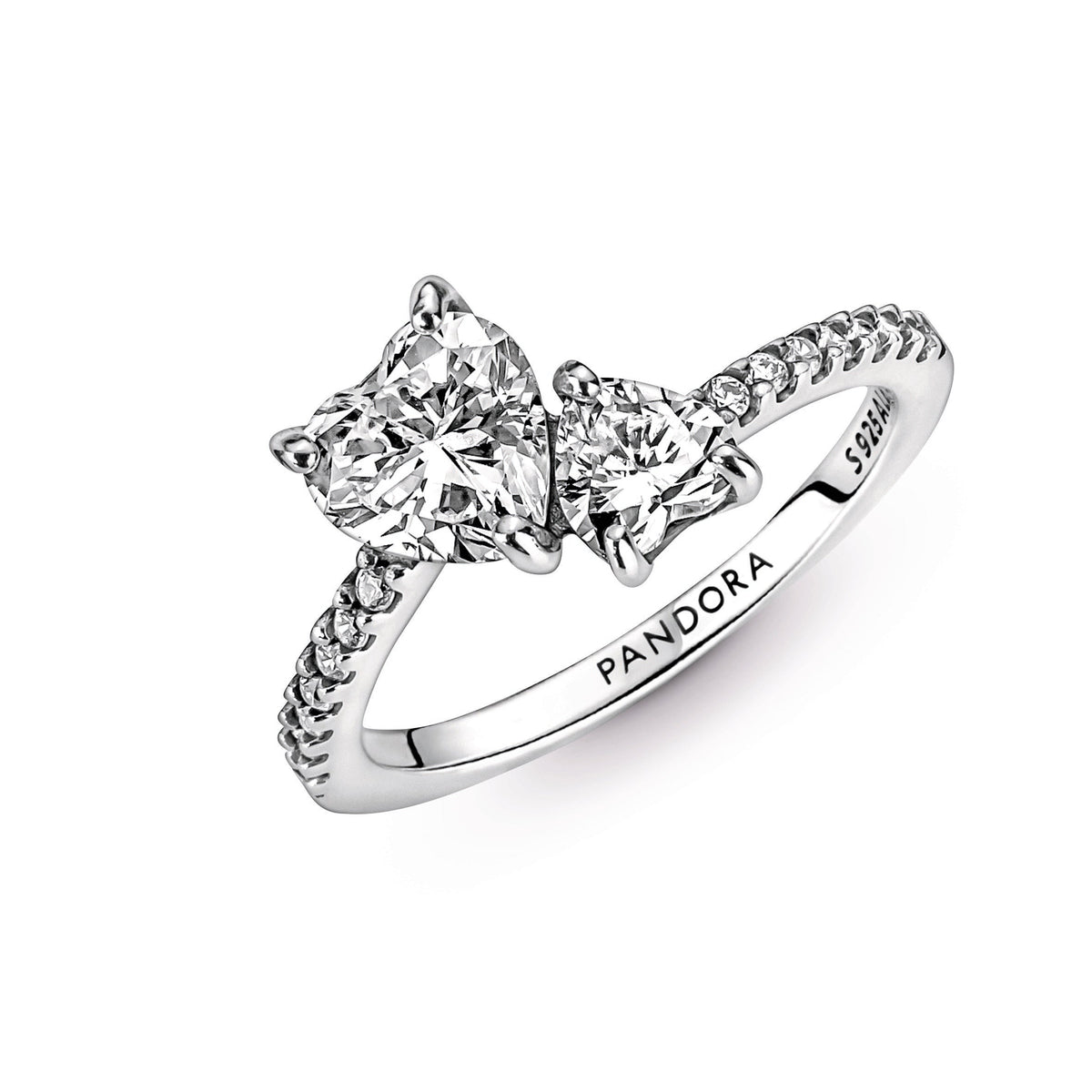 Pandora Ring Featuring Double Heart Sparkling