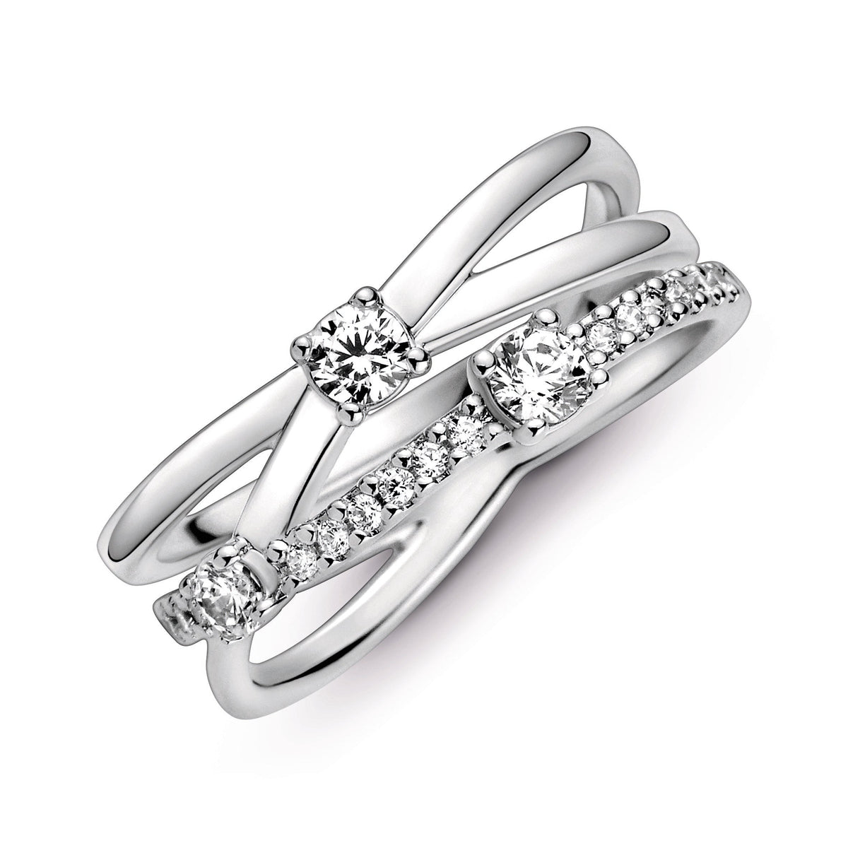 Pandora Ring Featuring Sparkling Triple Band