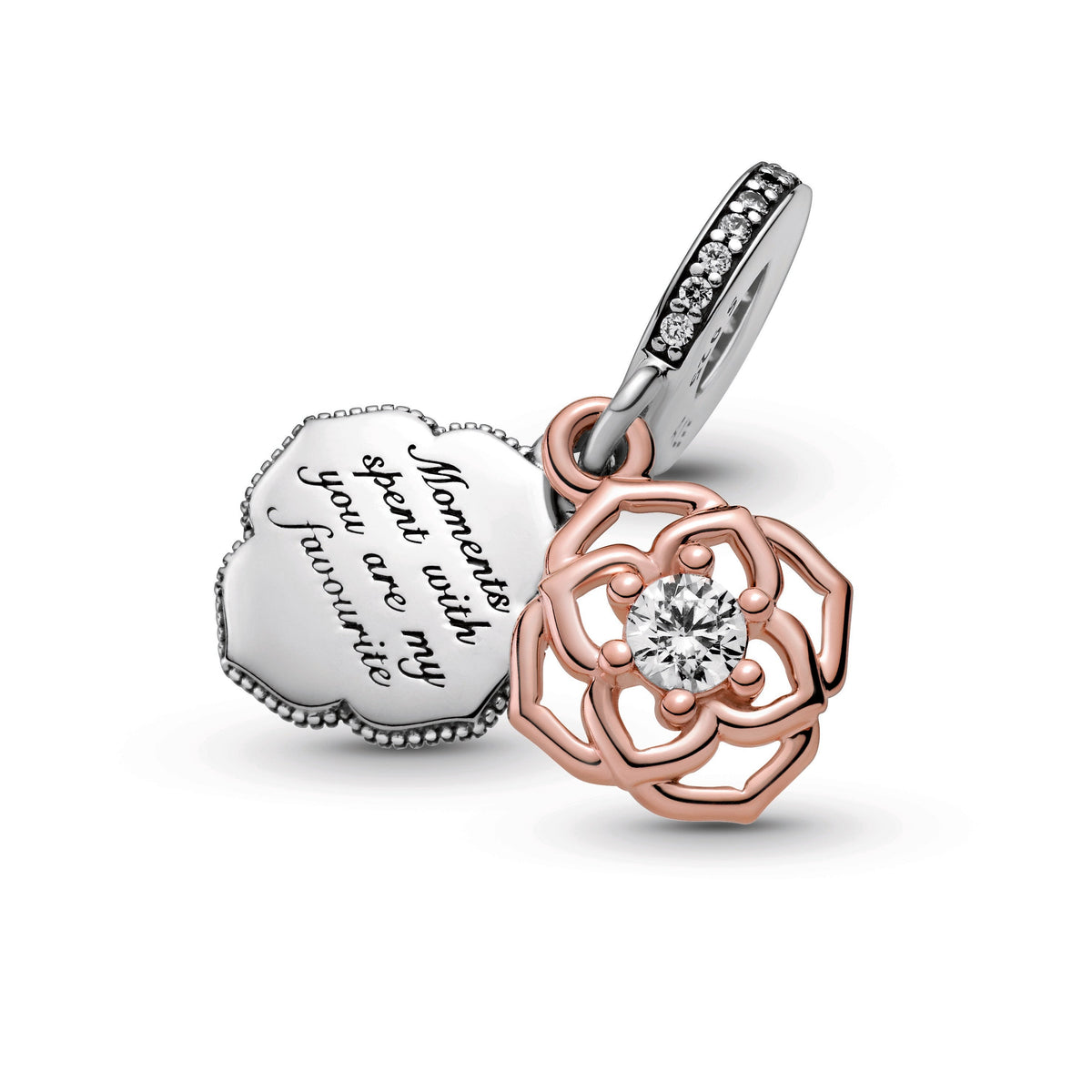 Pandora Two-tone Rose Dangle Charm