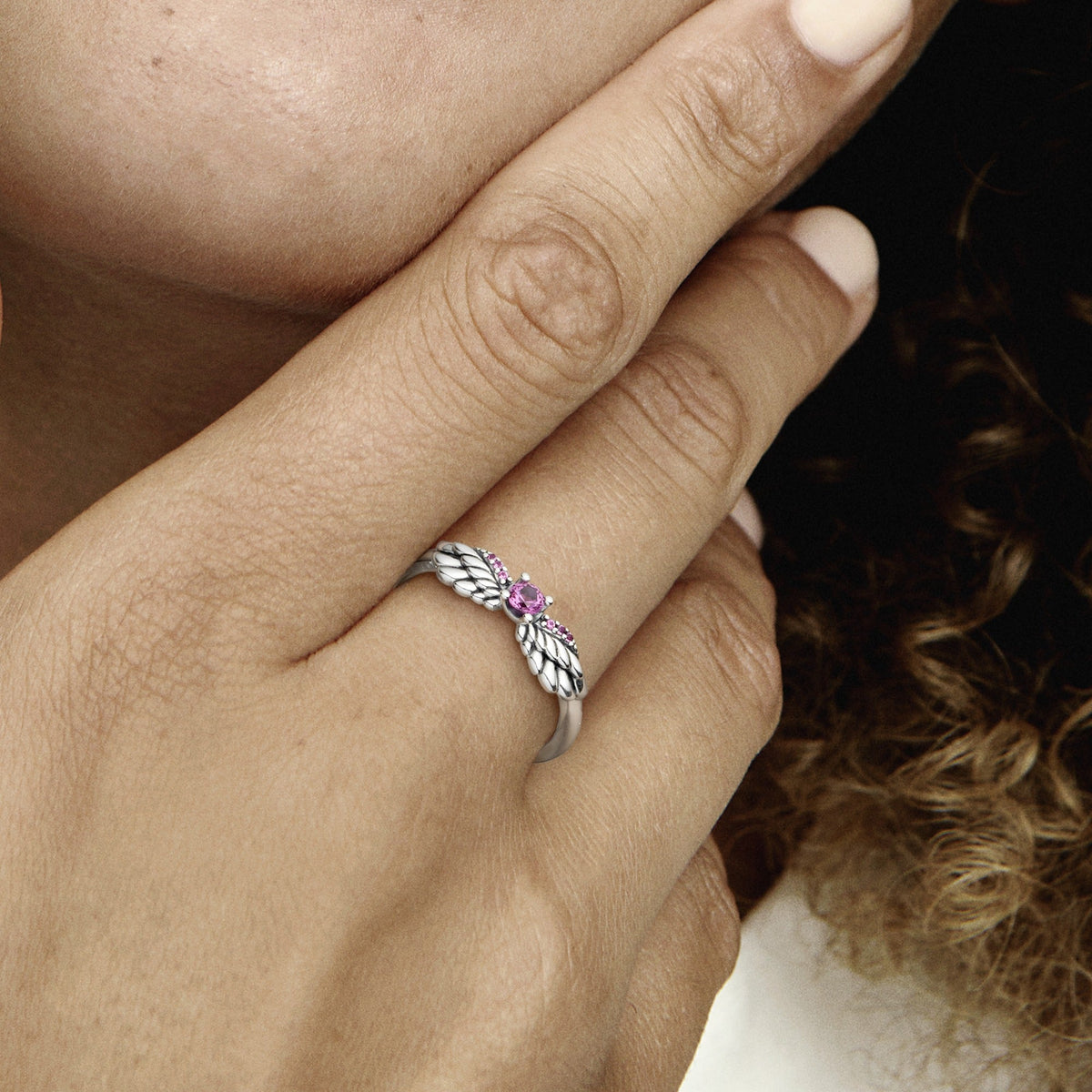 Pandora Ring Featuring Sparkling Angel Wings