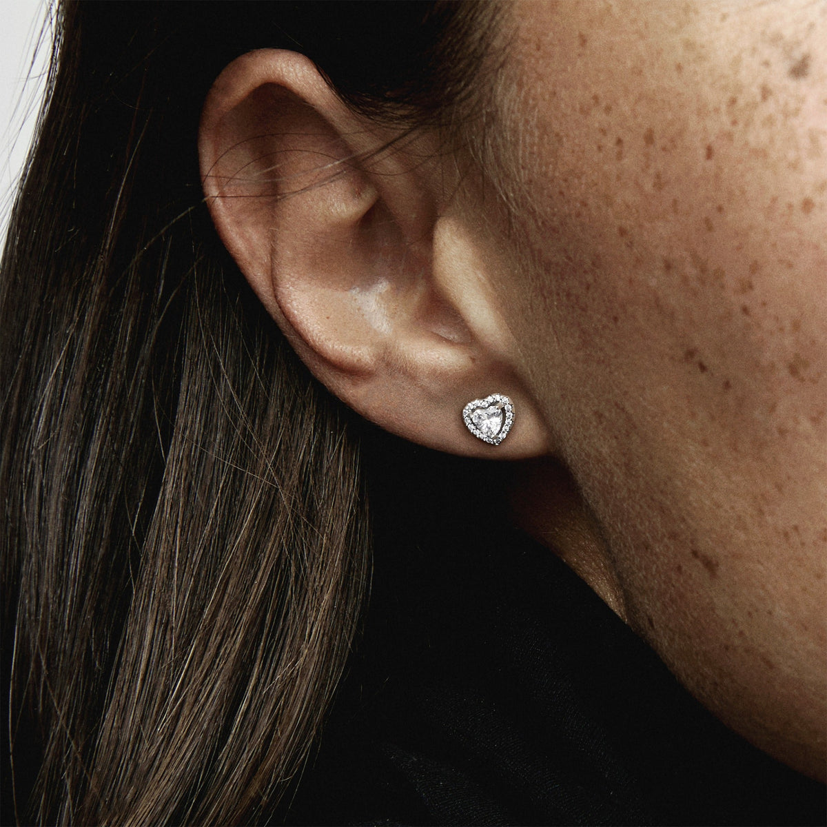Pandora Earrings Featuring Elevated Heart Stud