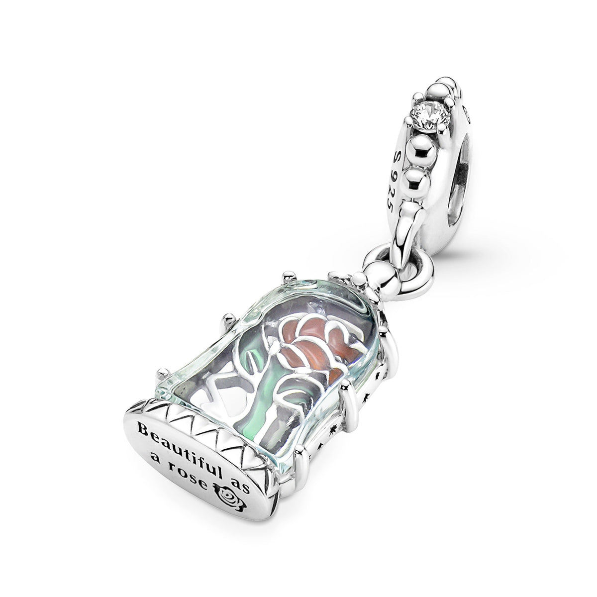 Pandora Charm Featuring Disney Beauty and the Beast Enchanted Rose Dangle