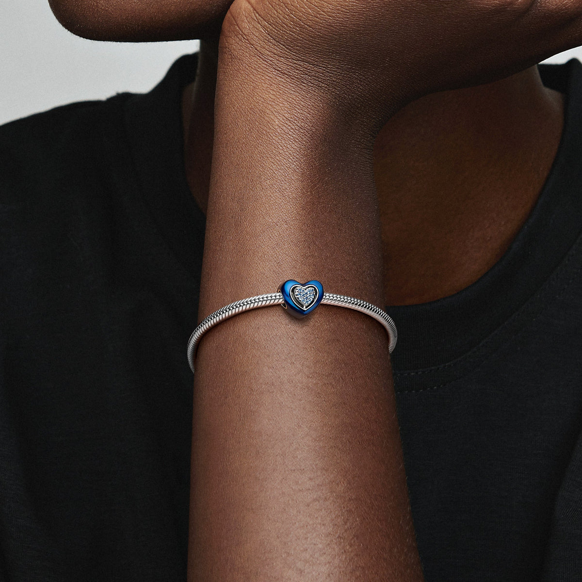 Pandora Charm Featuring Blue Spinnable Heart