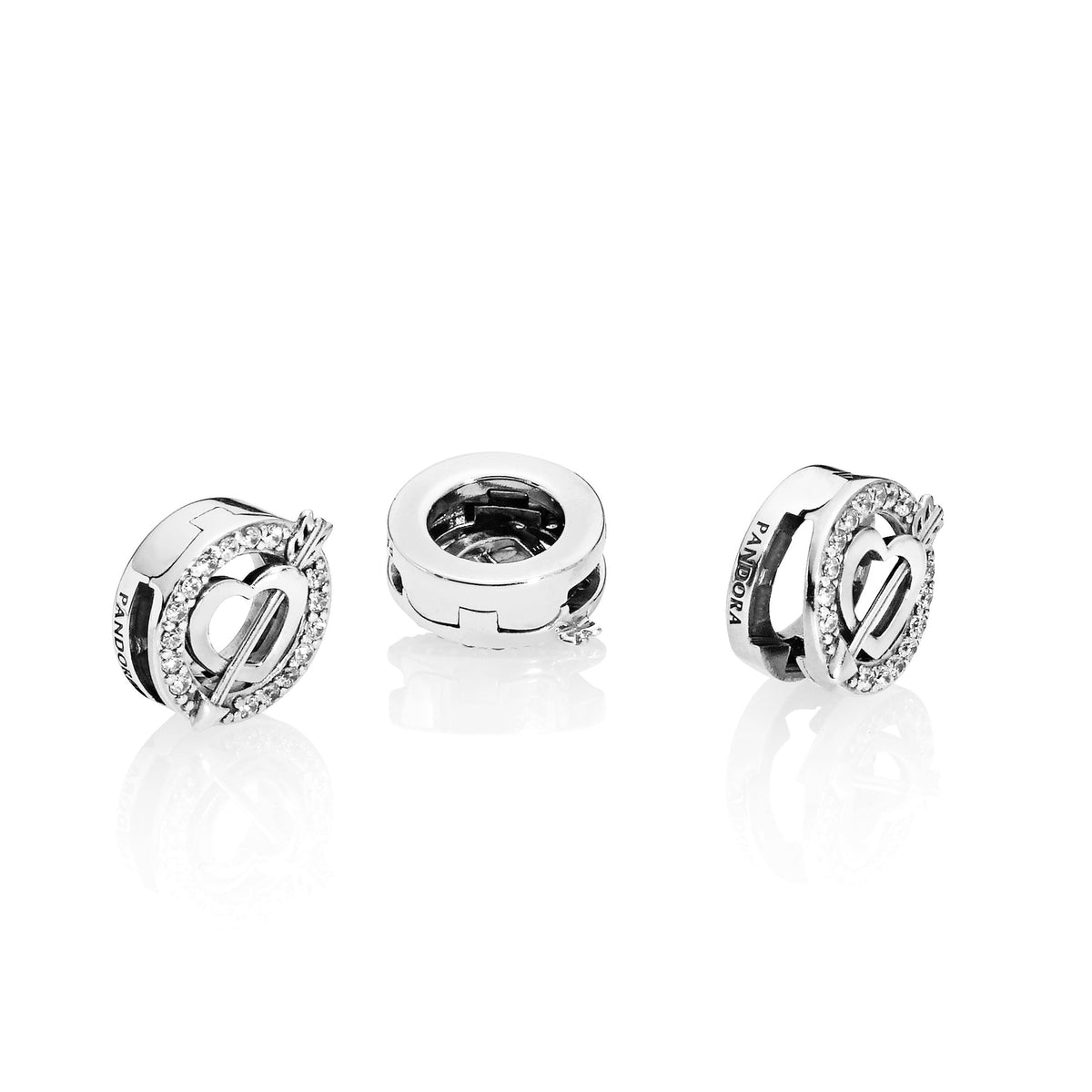 Pandora Charm Featuring Asymmetrical Heart & Arrow Clip