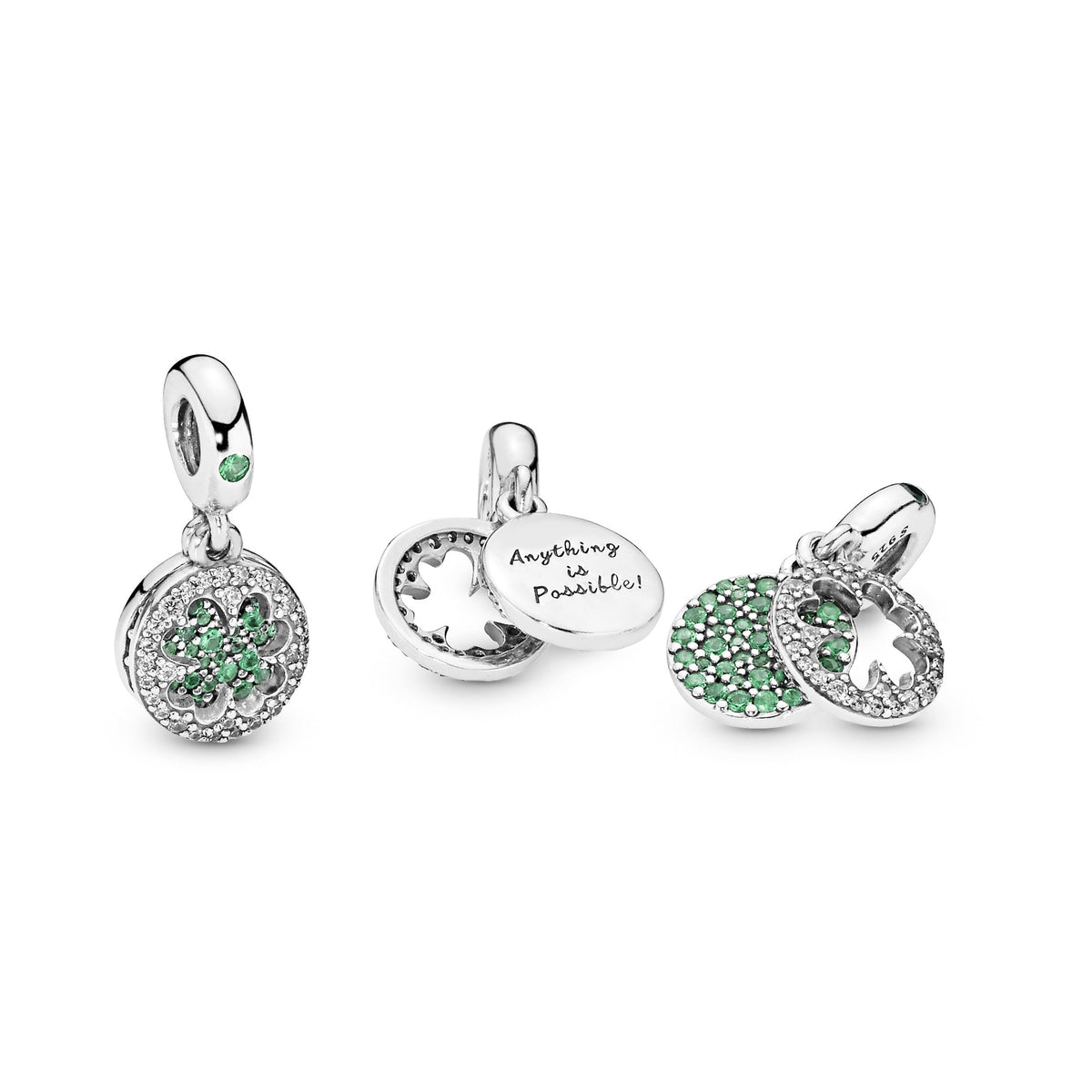 Pandora Charm Featuring Lucky Four Leaf Clover Dangle