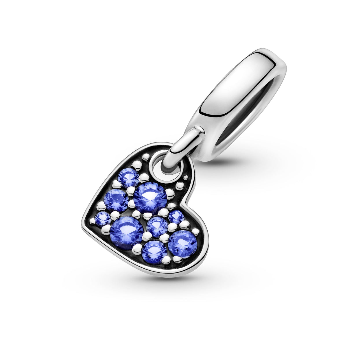 Pandora Stellar Blue Pavé Tilted Heart Dangle Charm