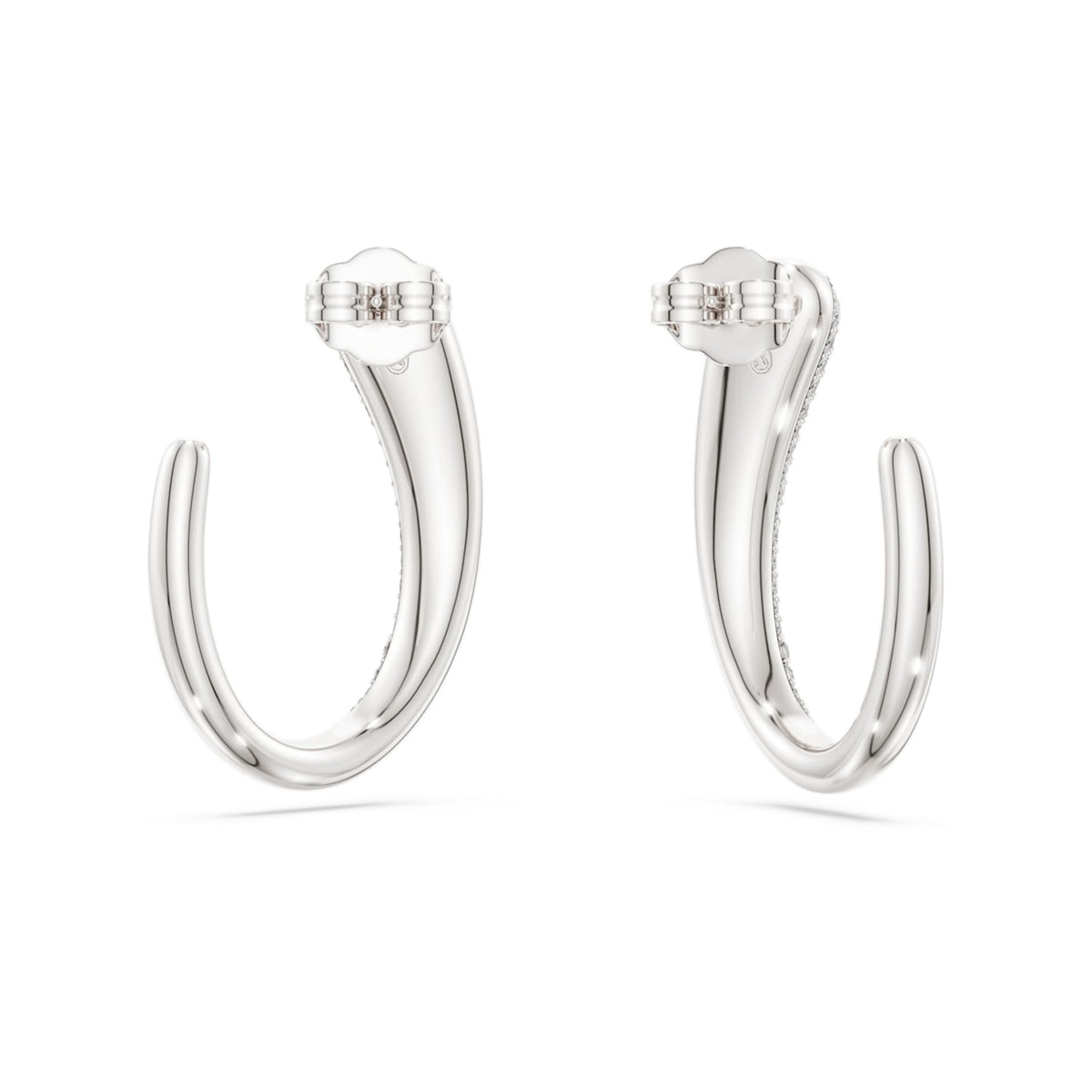 Swarovski Classica hoop earrings Round cut, White, Sterling silver