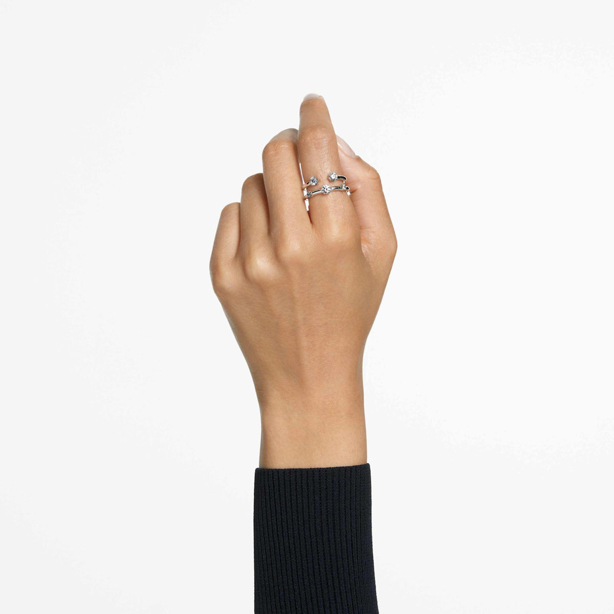 Swarovski Constella ring Set (2), Round cut, White, 18K gold finish