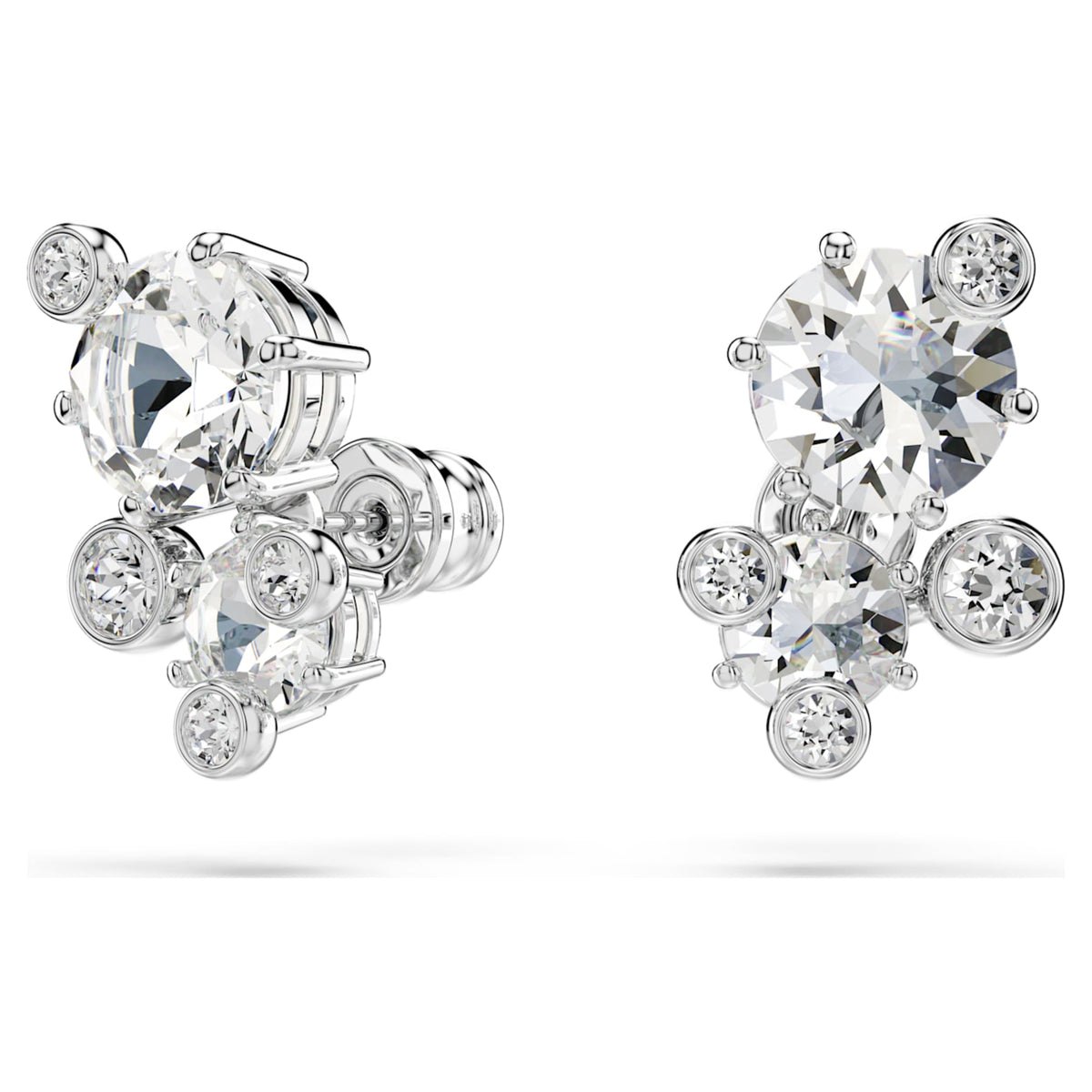 Swarovski Constella set with white mixed-cut accents and rhodium plating