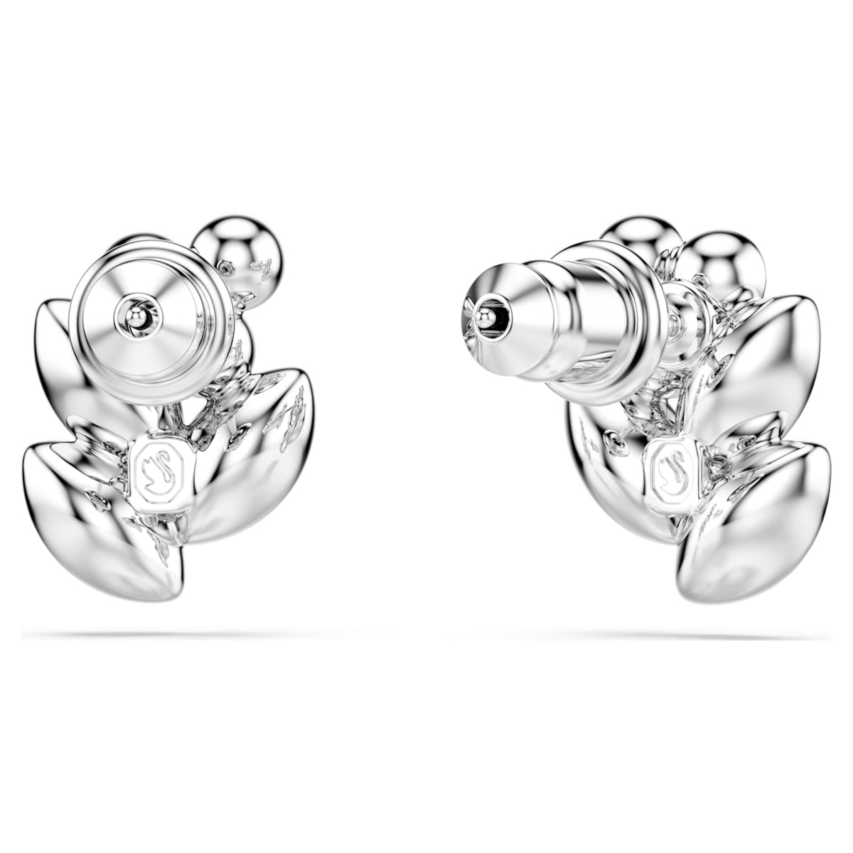 Swarovski Diapason stud earrings with white mixed-cut accents and rhodium plating