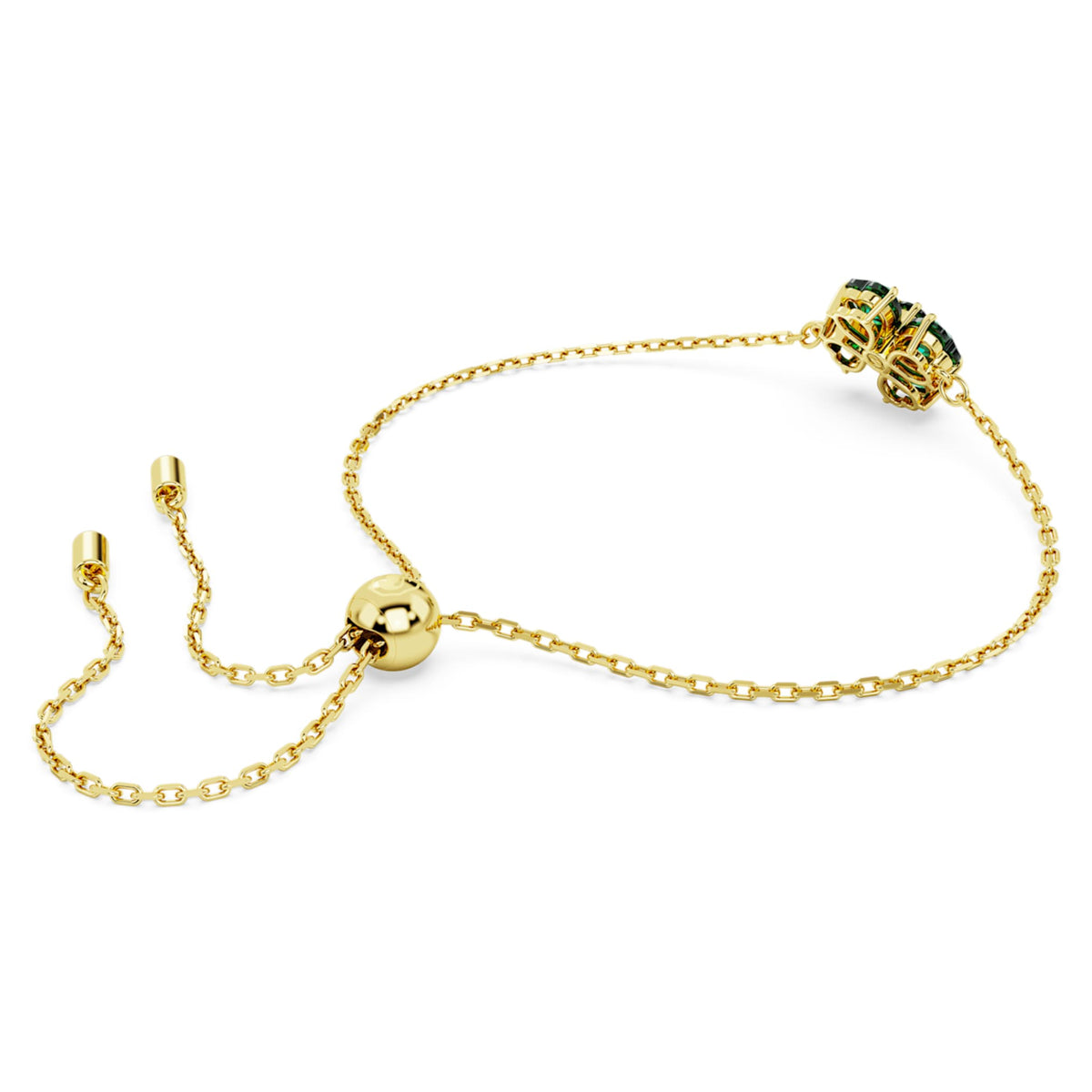 Swarovski Idyllia bracelet featuring a clover motif with green mixed-cut accents and an 18K gold finish