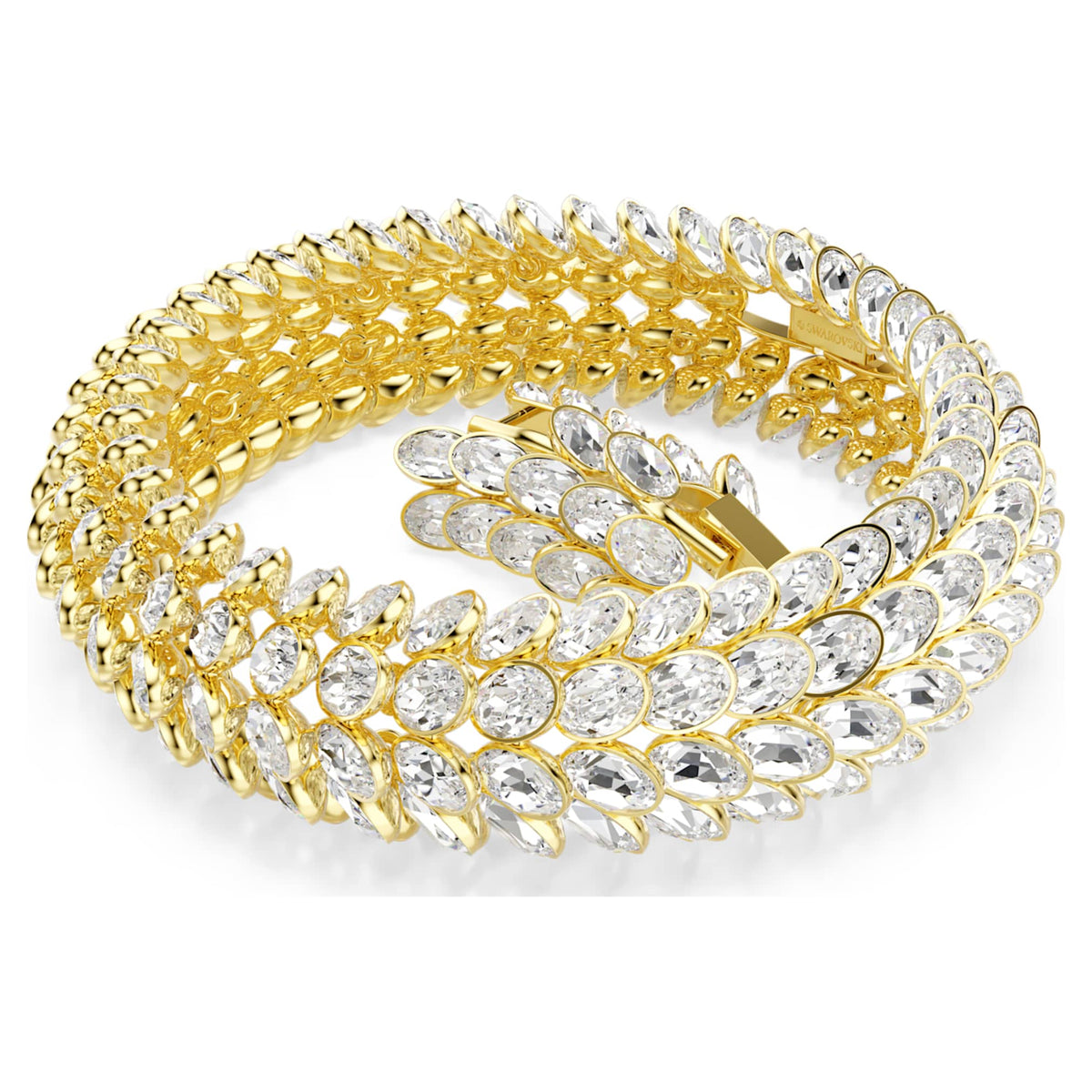 Swarovski Idyllia bracelet with white oval-cut accents and an 18K gold finish
