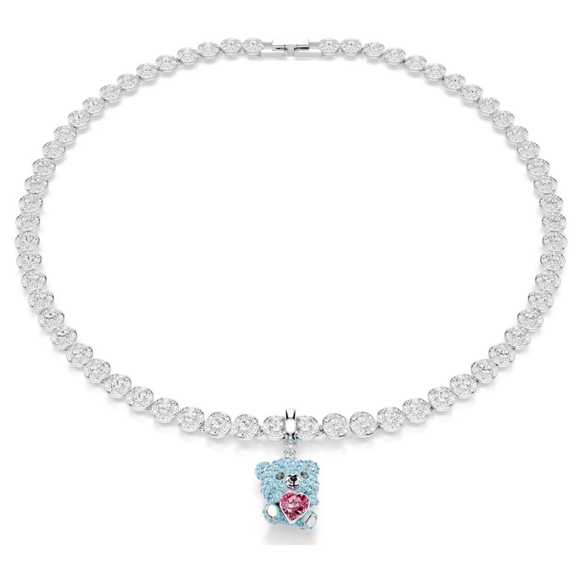 Swarovski Idyllia charm Mixed cuts, Teddy, Blue, Rhodium plated