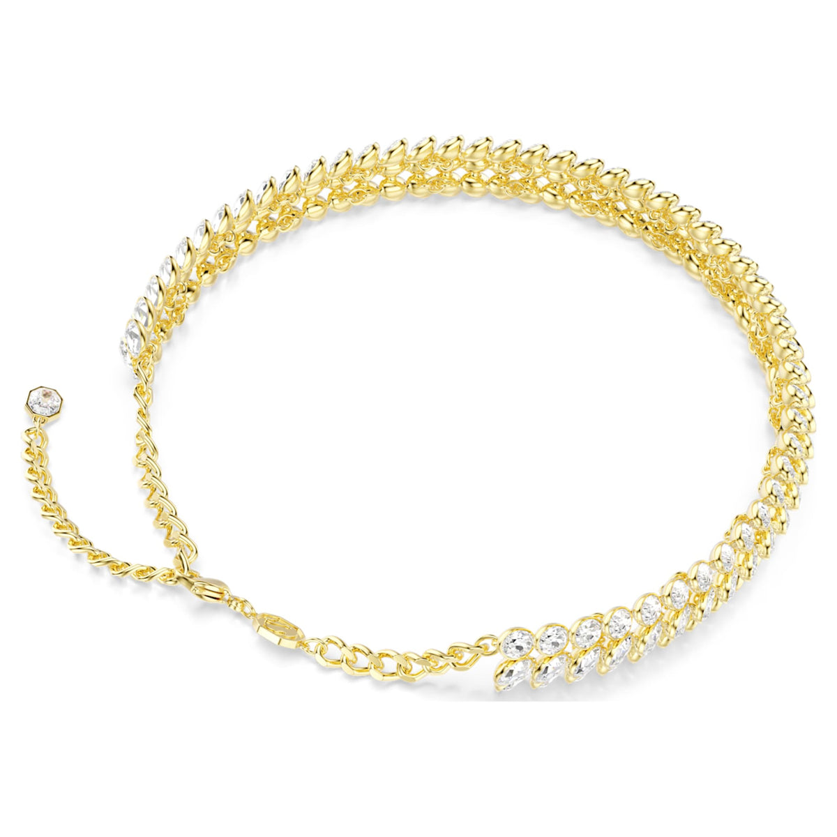 Swarovski Idyllia choker with white oval-cut accents and an 18K gold finish