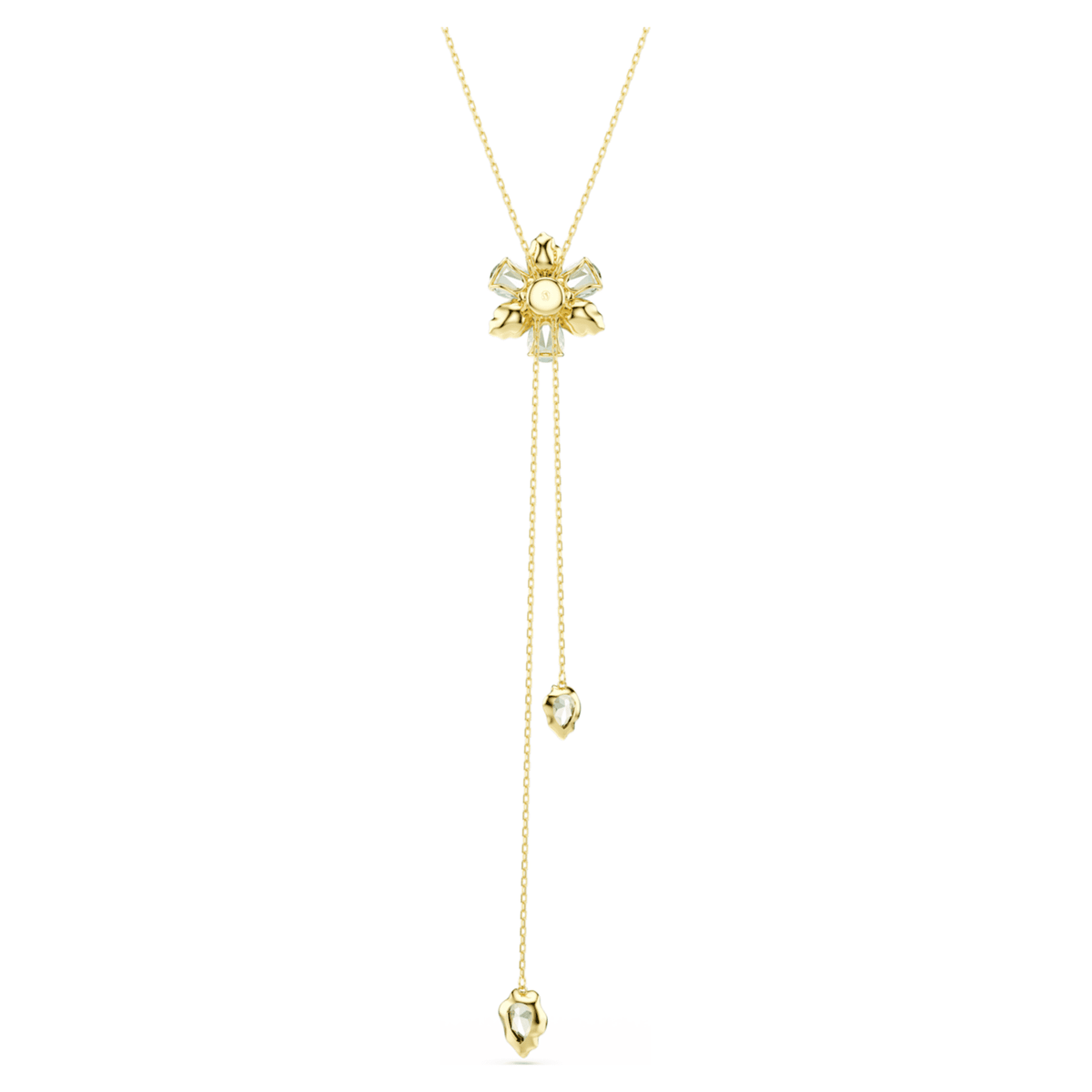 Swarovski Idyllia Y pendant Mixed cuts, Flower, Multicolored, 18K gold finish