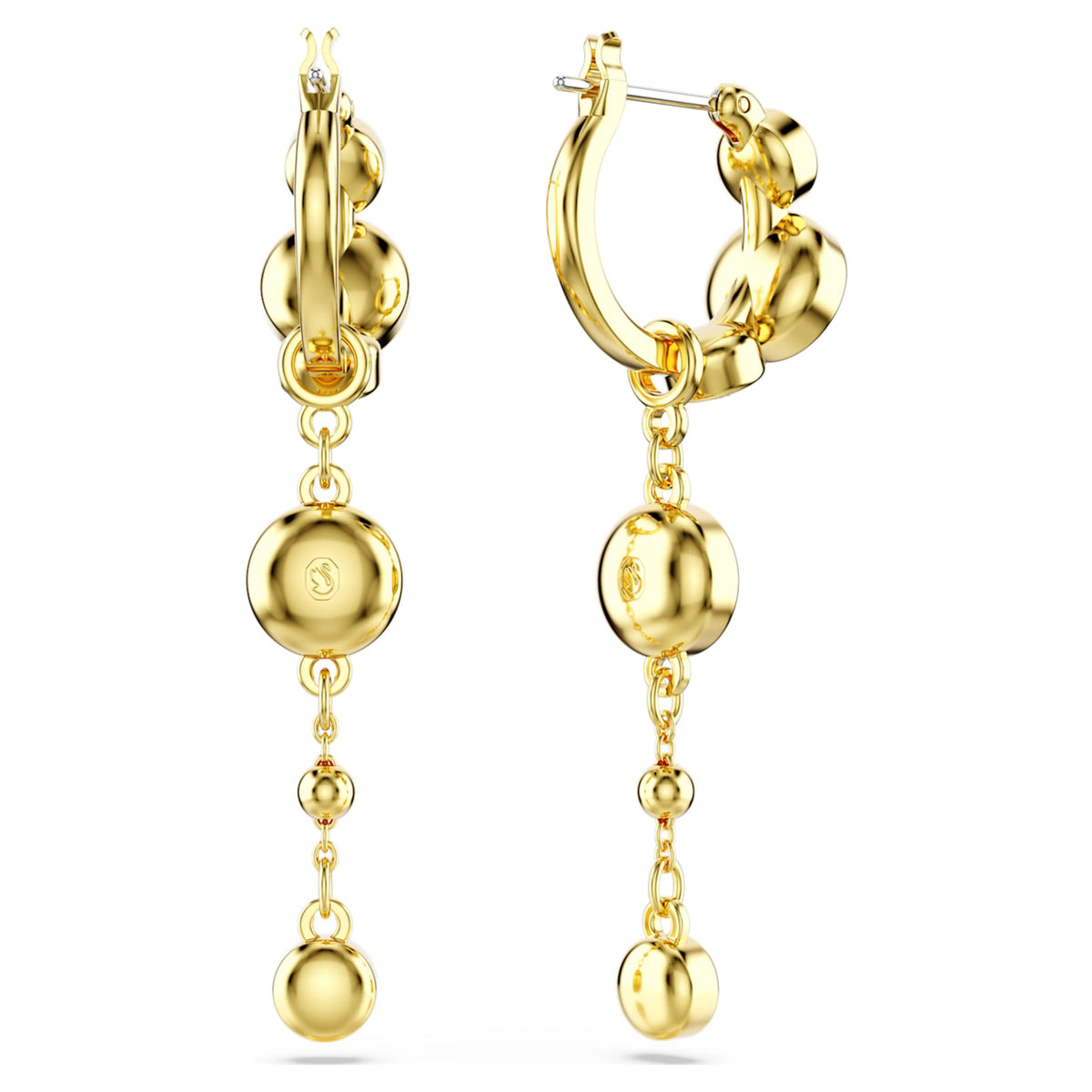 Swarovski Imber drop earrings with white round-cut accents and an 18K gold finish