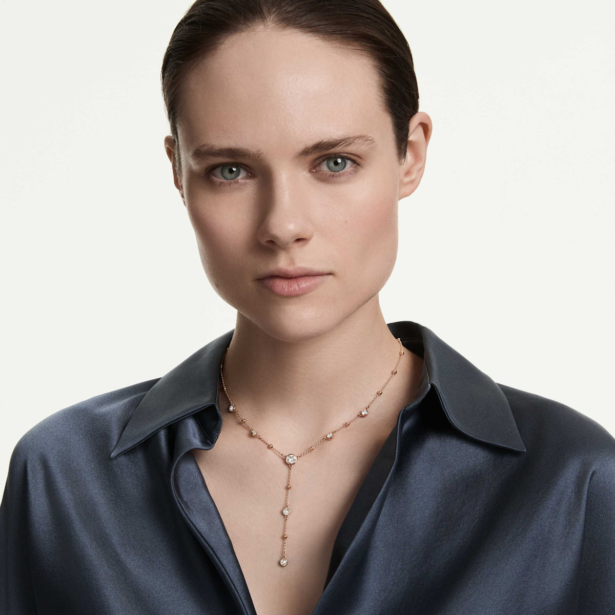Swarovski Imber y necklace with white round-cut accents and an 18K gold finish