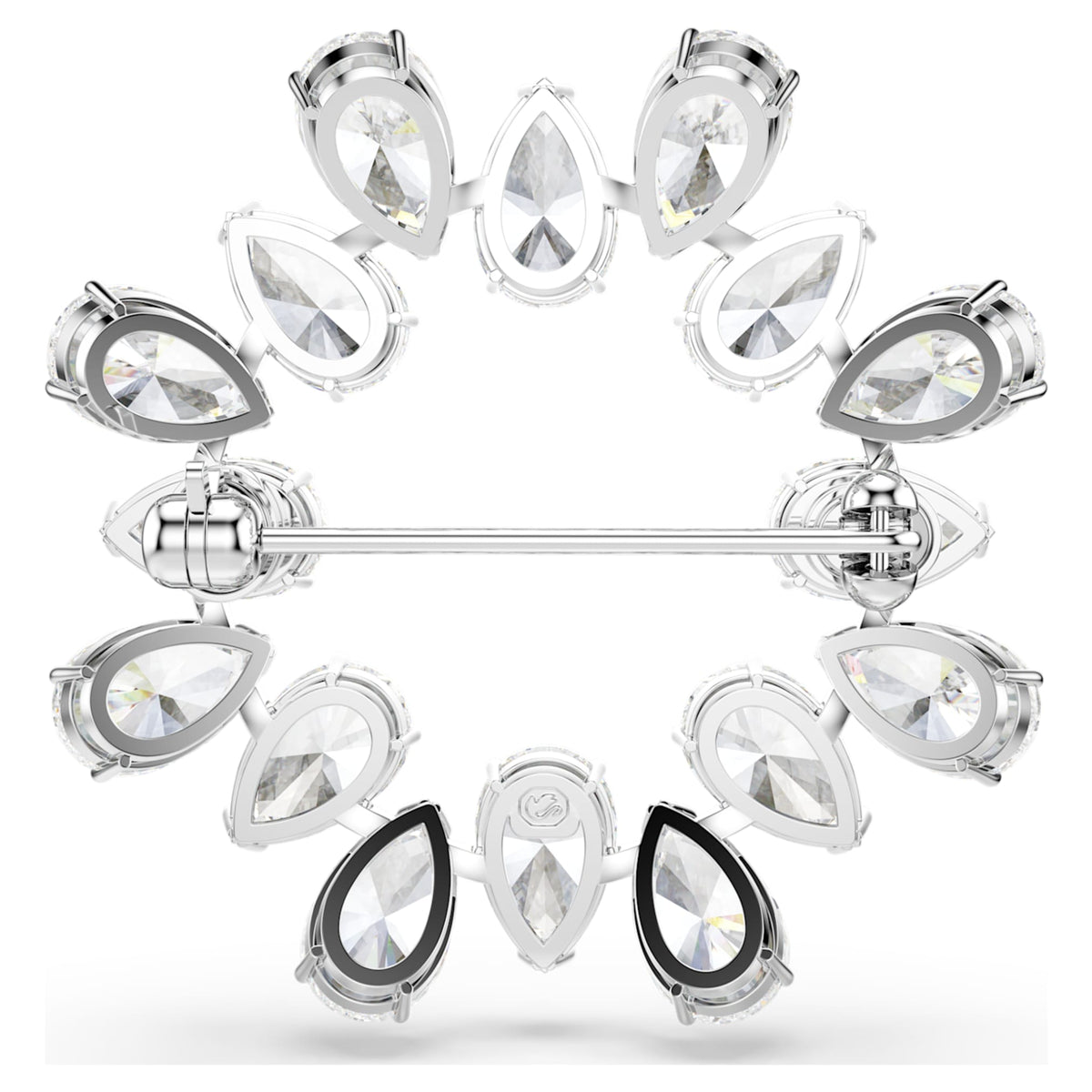 Swarovski Matrix brooch Pear cut, White, Rhodium plated