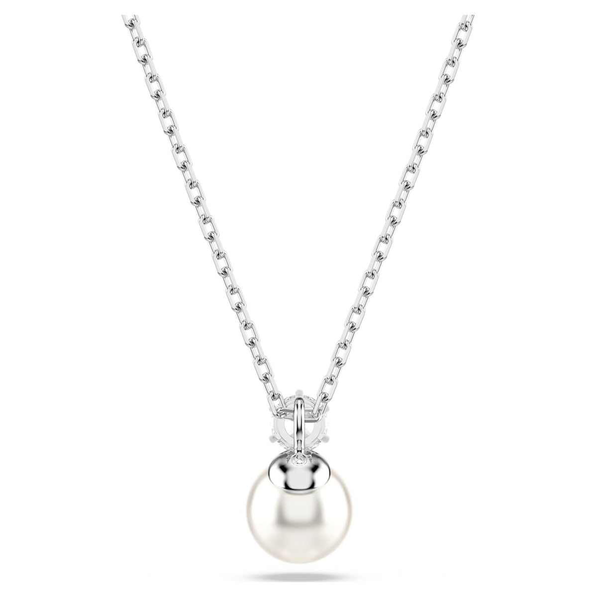 Swarovski Matrix pendant Crystal pearl, Round cut, White, Rhodium plated