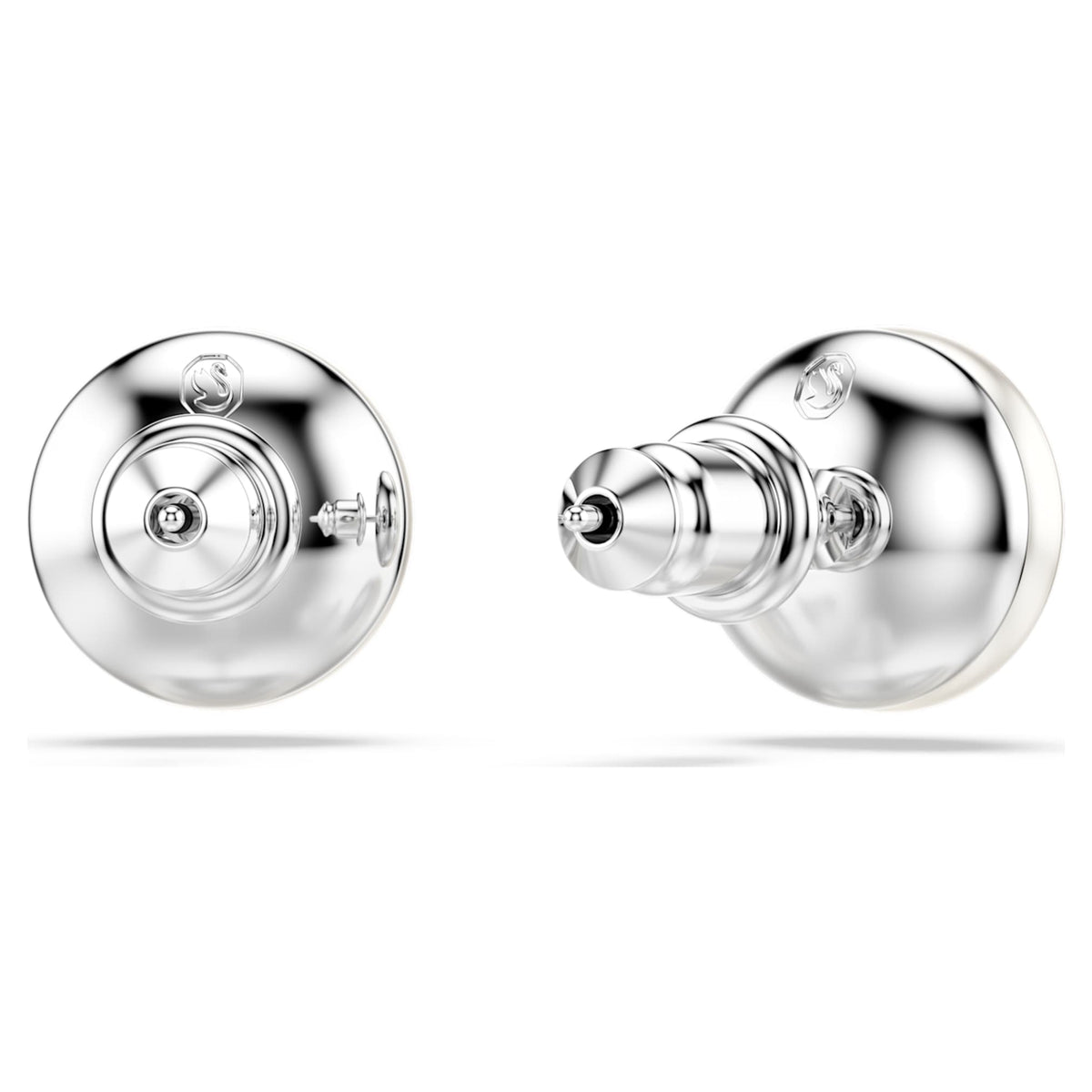 Swarovski Matrix stud earrings Crystal pearl, White, Rhodium plated