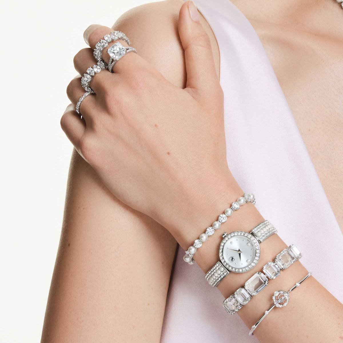 Swarovski Millenia bracelet with white octagon-cut accents and rhodium plating