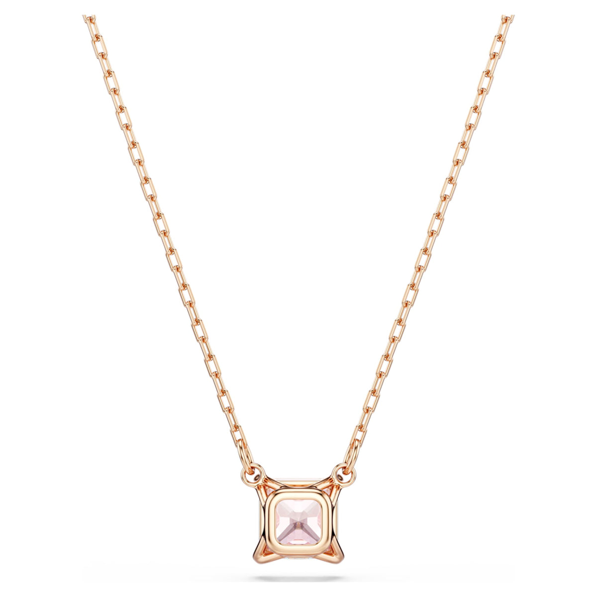 Swarovski Stilla pendant Square cut, Pink, 18K rose gold finish