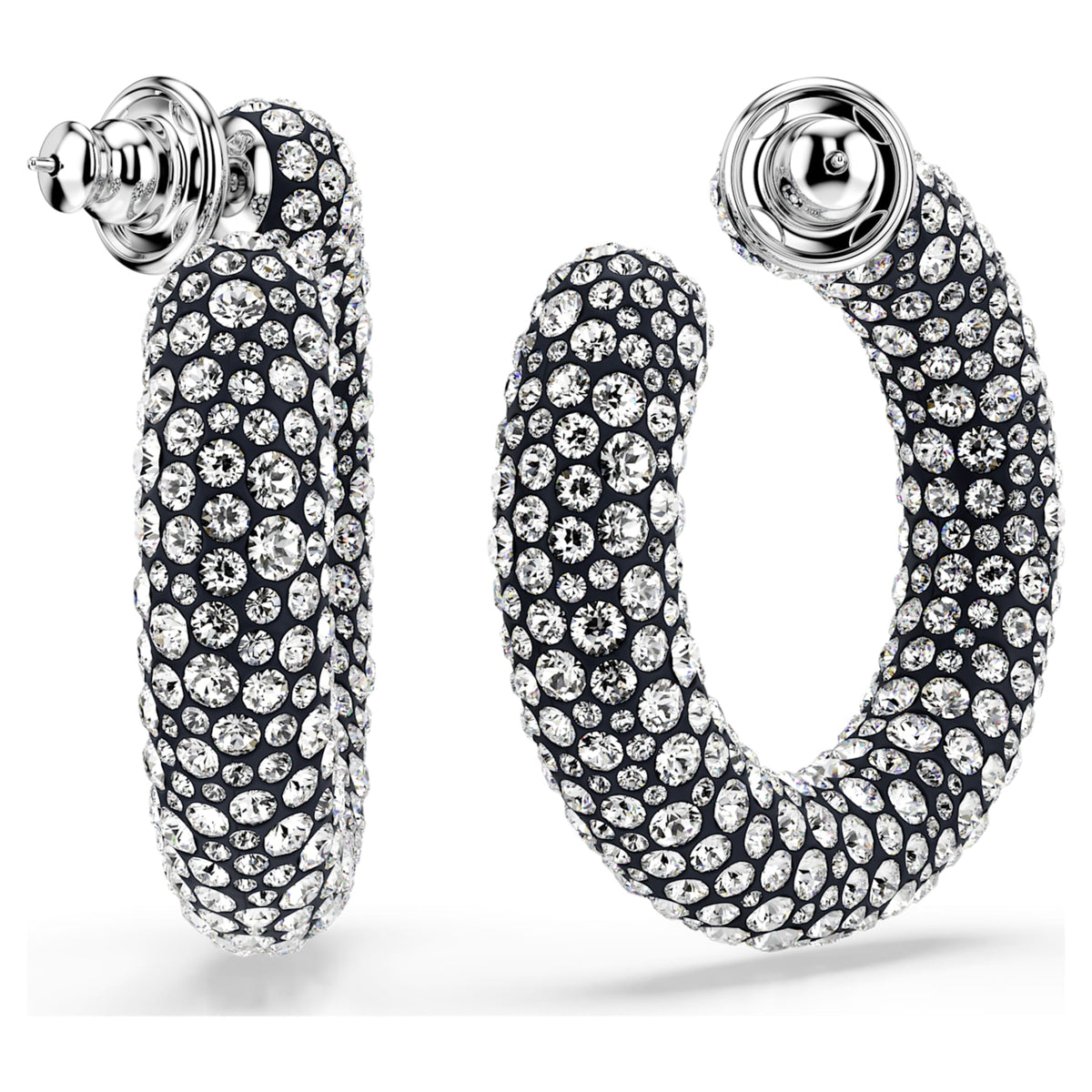 Swarovski Sublima hoop earrings Mixed round cuts, White, Rhodium plated
