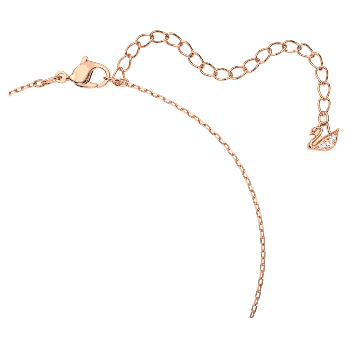 Swarovski Swan necklace with pink accents and an 18K rose gold finish