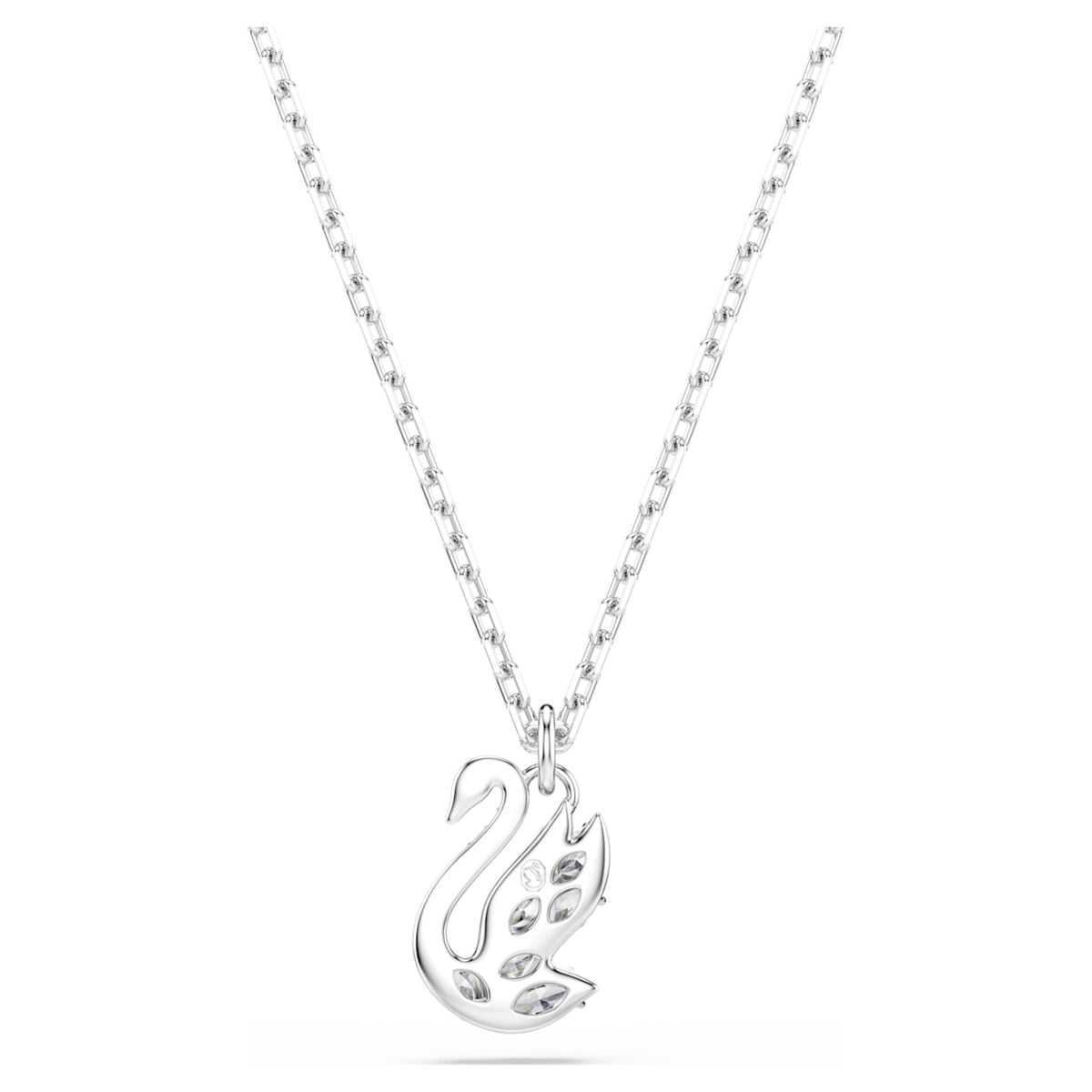 Swarovski Swan pendant Mixed cuts, Swan, White, Rhodium plated