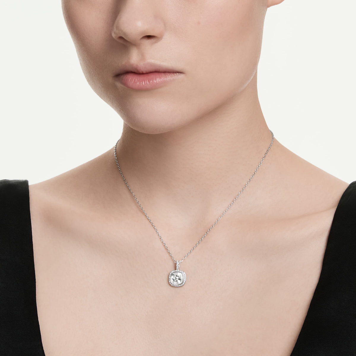 Swarovski Una Angelic pendant Cushion cut, White, 18K gold finish