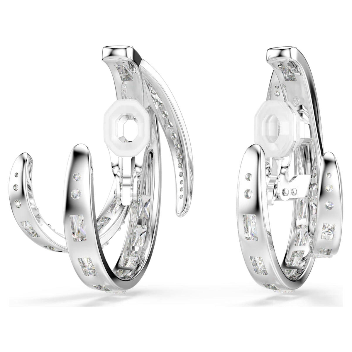 Swarovski Vienna clip earrings Mixed cuts, White, Rhodium plated