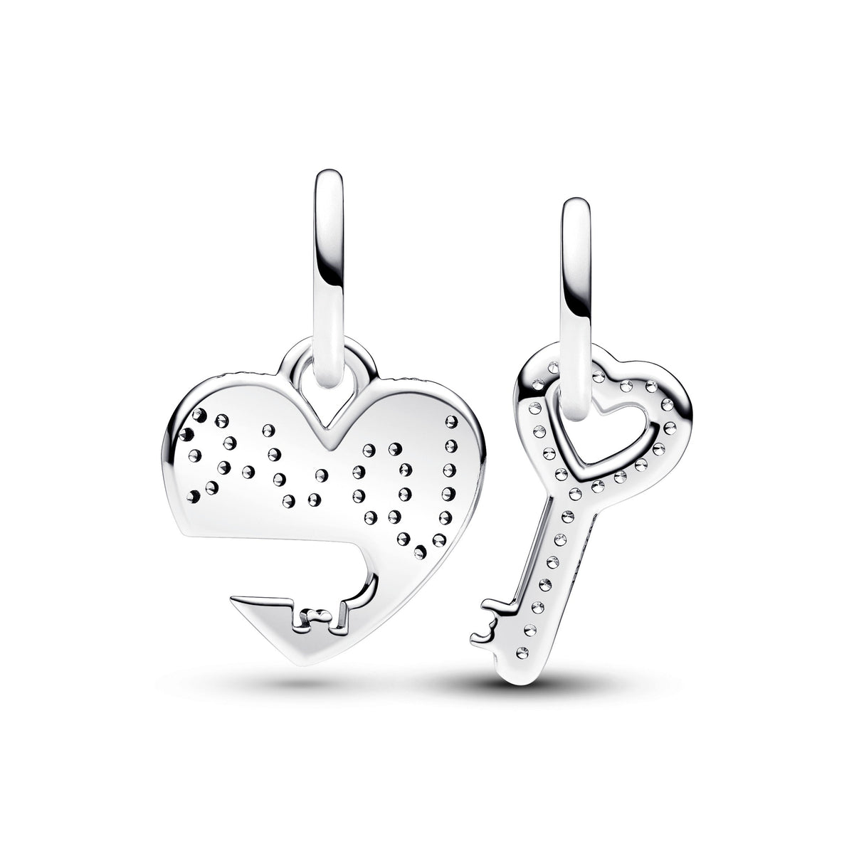 Pandora Charm Featuring Splittable Heart & Key Dangle
