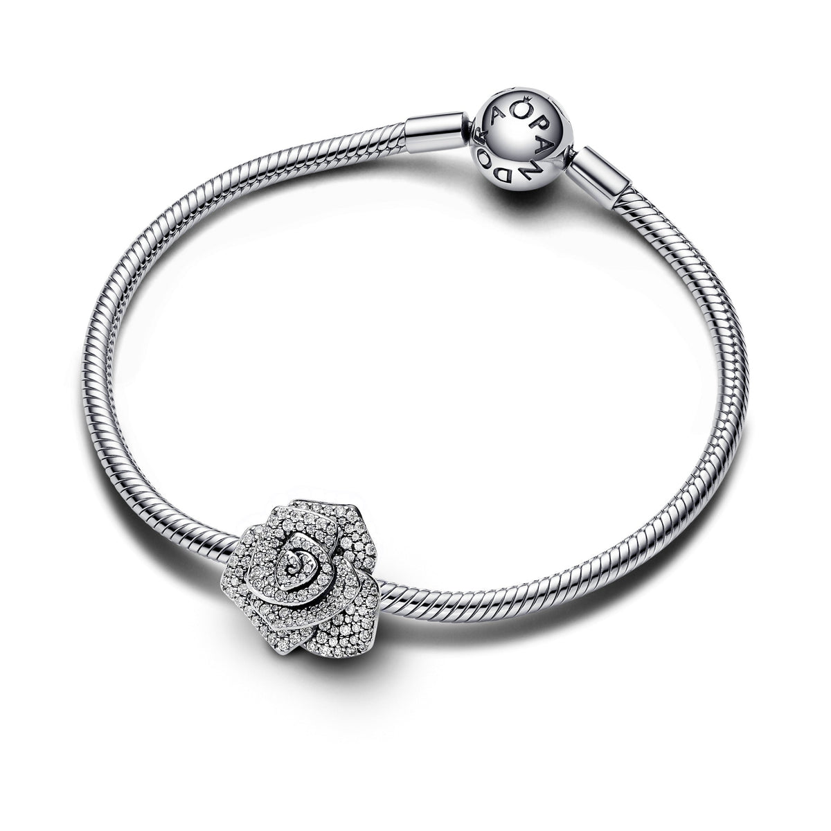 Pandora Charm Featuring Sparkling Rose in Bloom Oversized