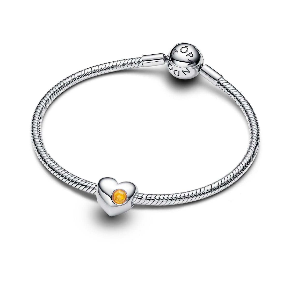 Pandora Charm Featuring Engravable Honey Stone Heart
