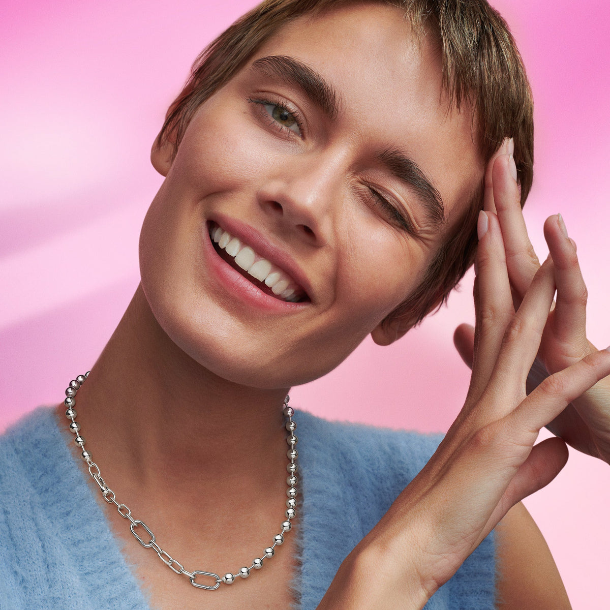 Pandora Necklace Featuring ME Metal Bead & Link