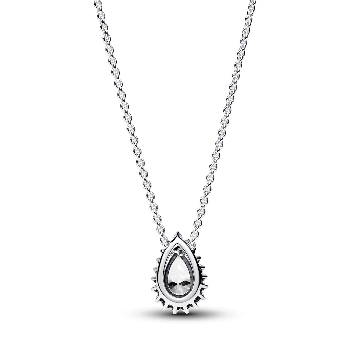 Pandora Necklace Featuring Sparkling Pear Halo