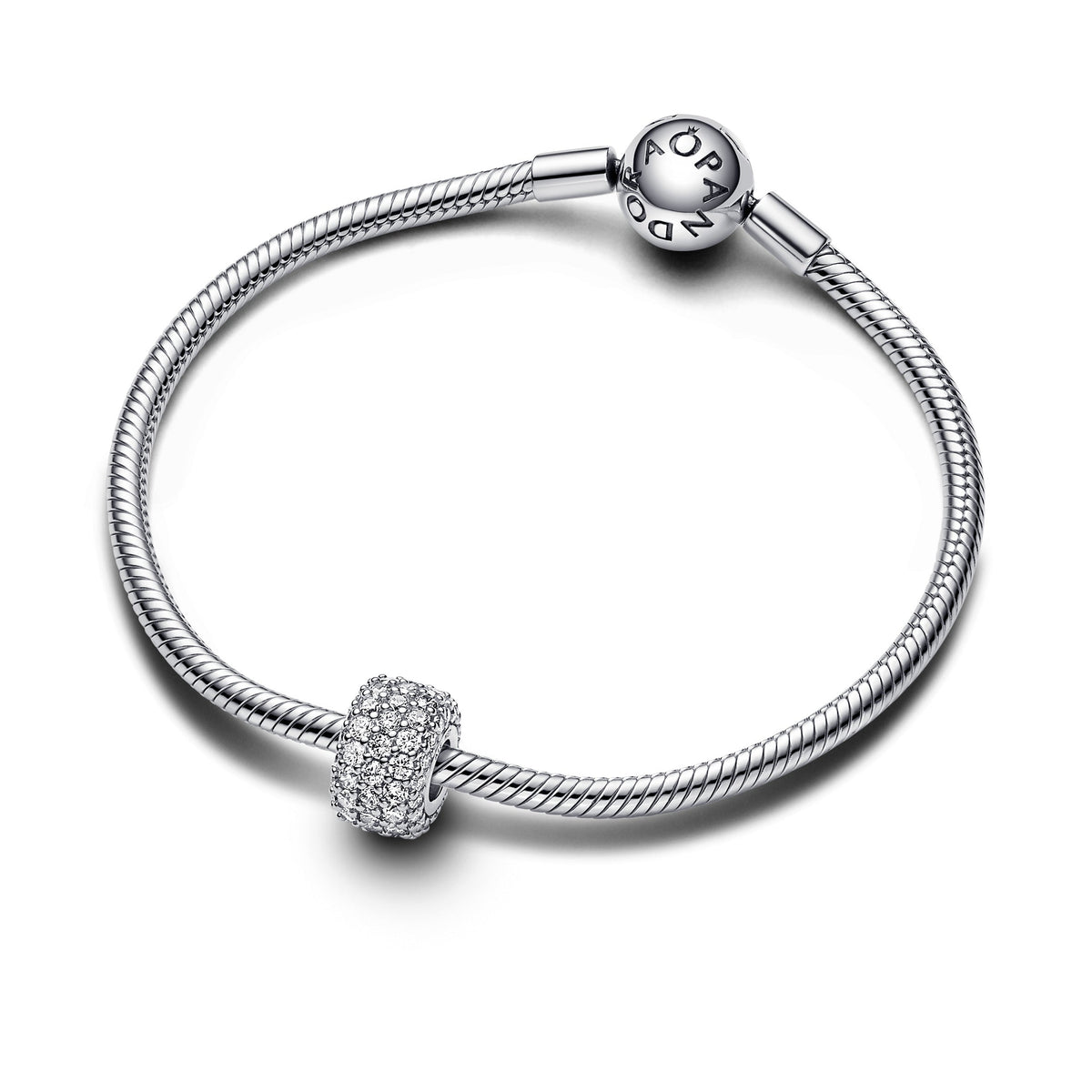Pandora Charm Featuring Sparkling Pavé Triple-row