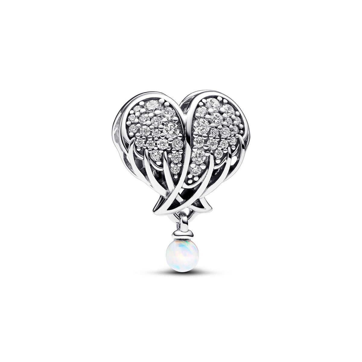 Sparkling Angel Wings & Heart  Charm