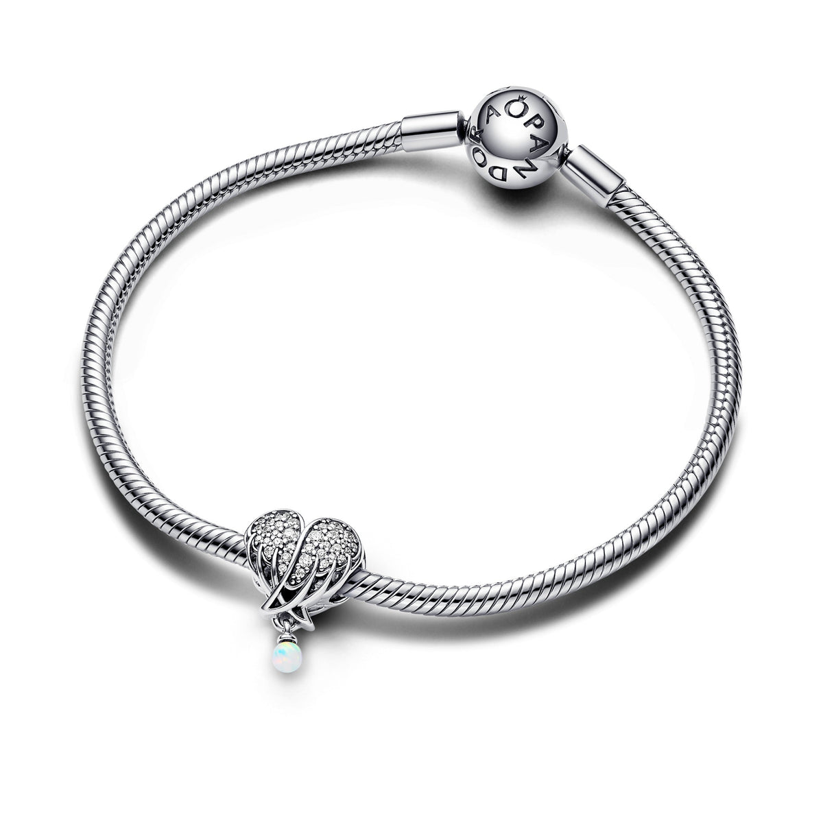 Pandora Charm Featuring Sparkling Angel Wings & Heart