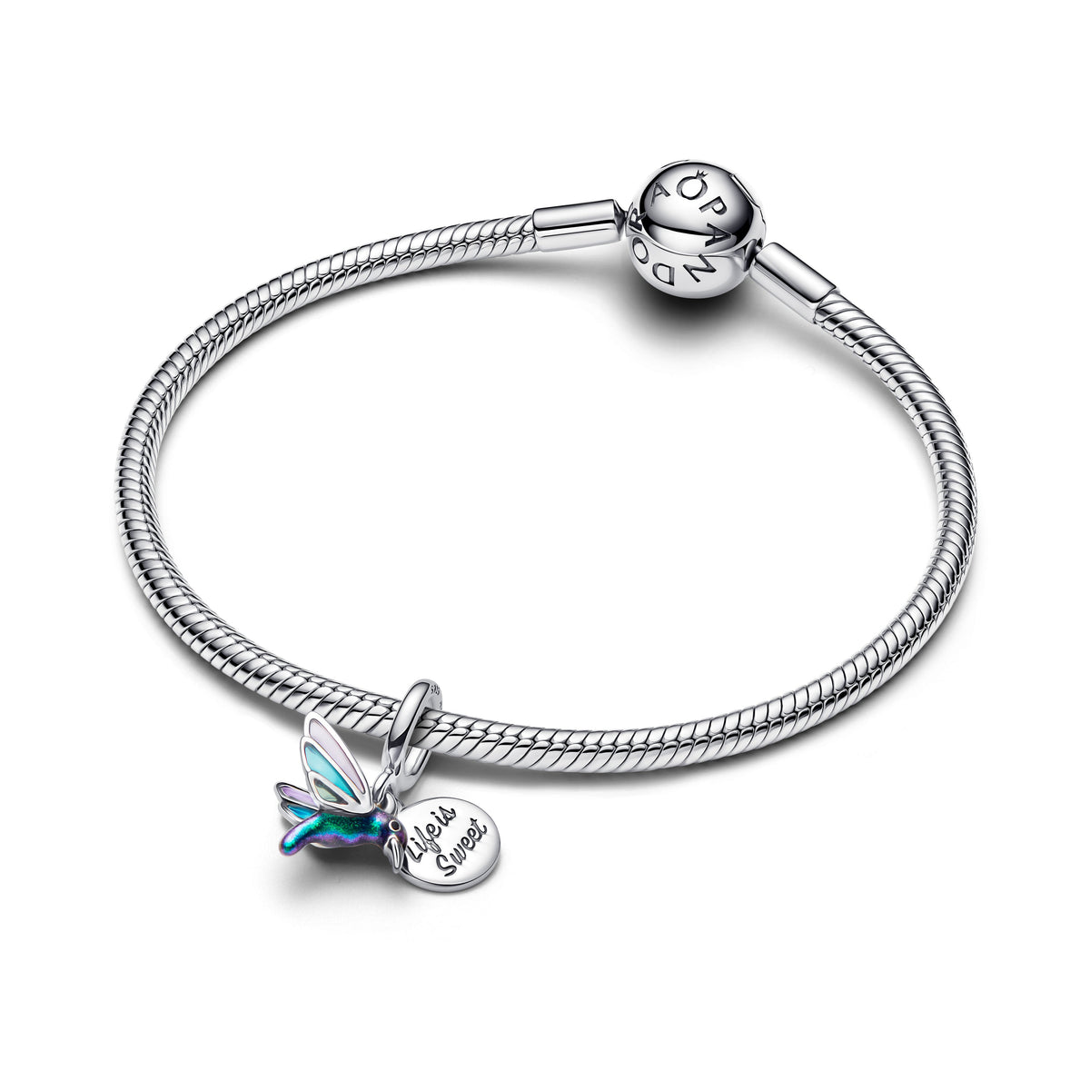 Pandora Charm Featuring Hummingbird Double Dangle