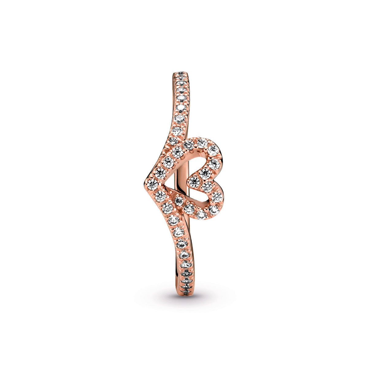 Pandora Sparkling Wishbone Heart Ring