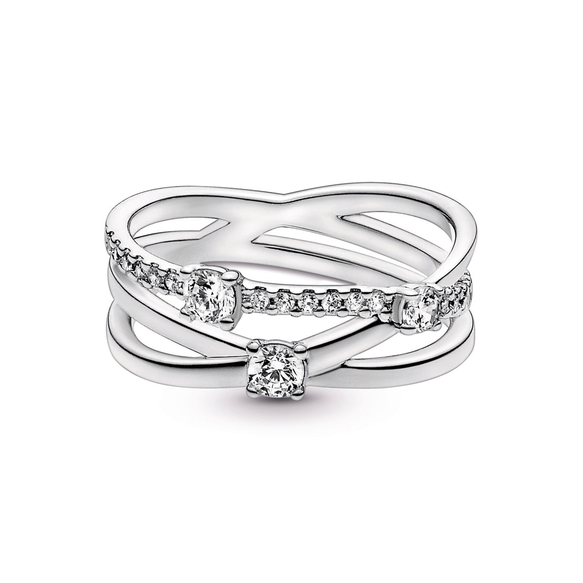 Pandora Ring Featuring Sparkling Triple Band