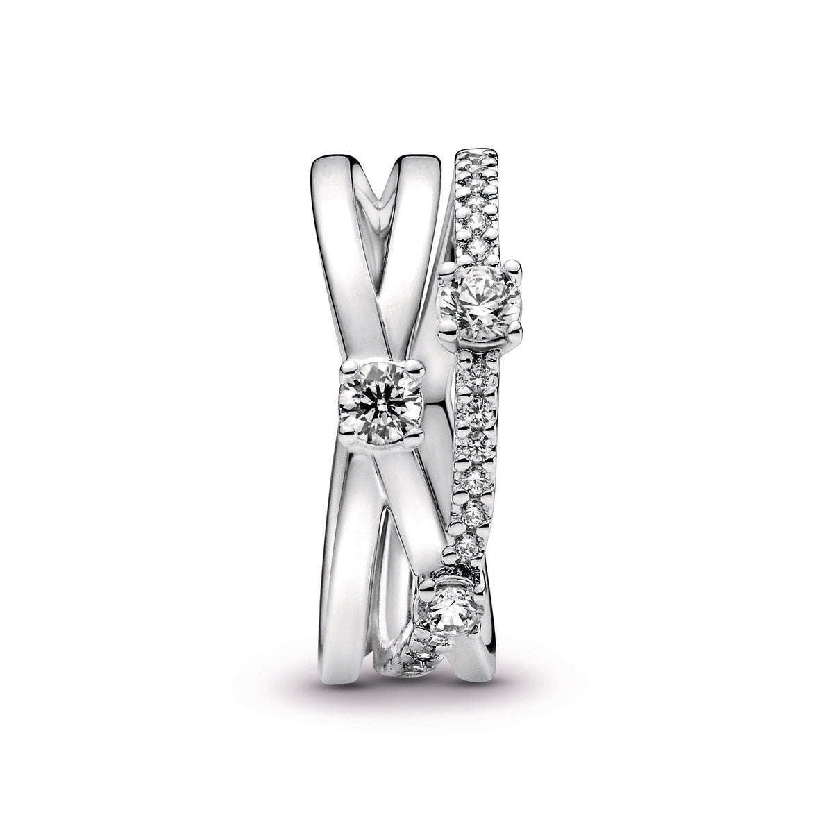 Pandora Ring Featuring Sparkling Triple Band