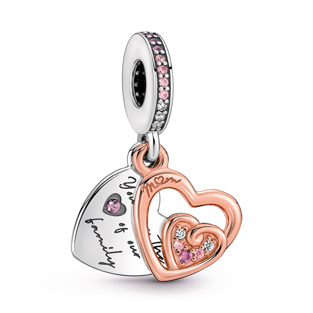 Entwined Infinite Hearts Double Dangle Charm