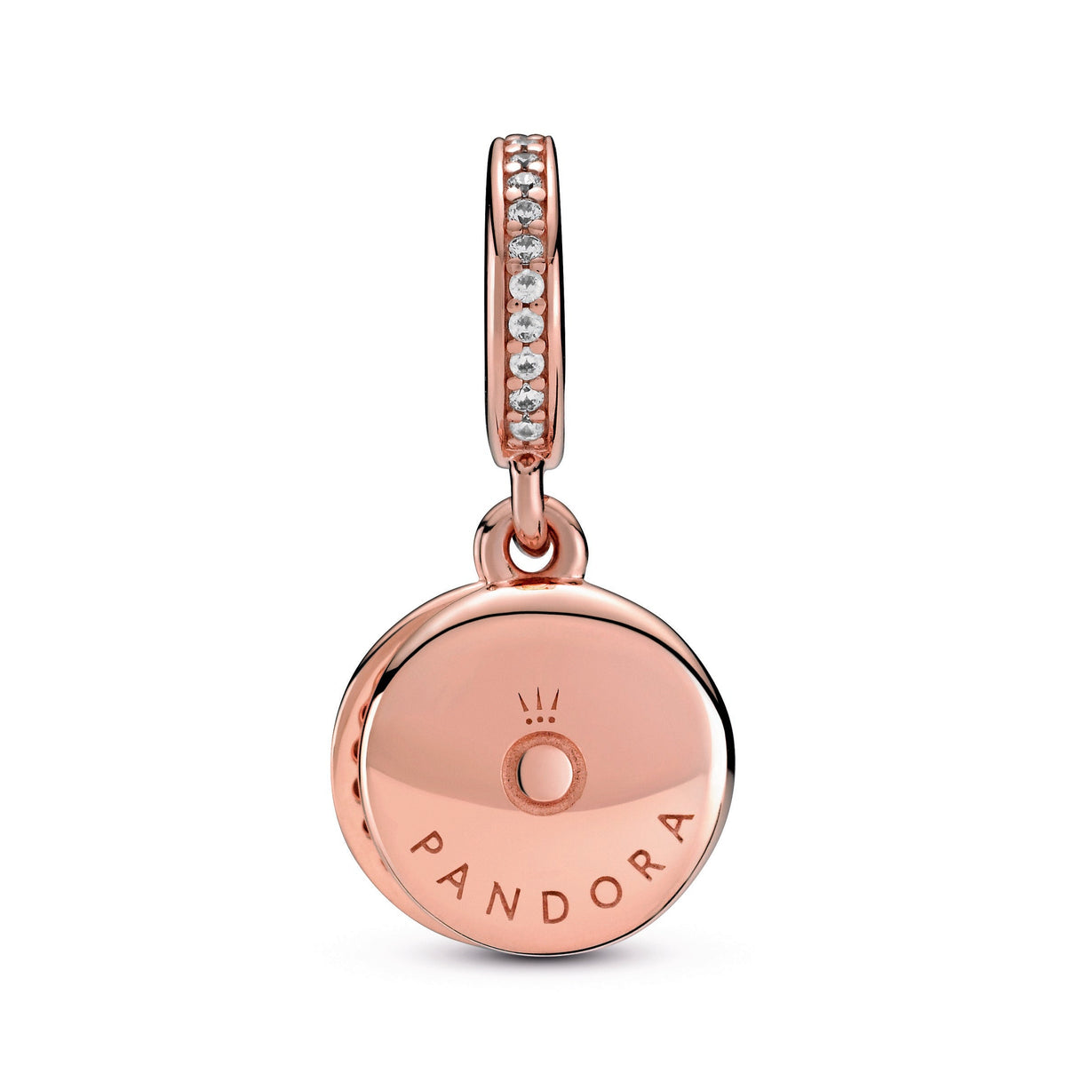 Pandora Charm Featuring Sparkling Light Blue Disc Double Dangle