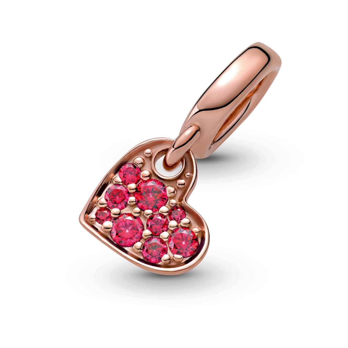 Pandora Red Pavé Tilted Heart Dangle Charm