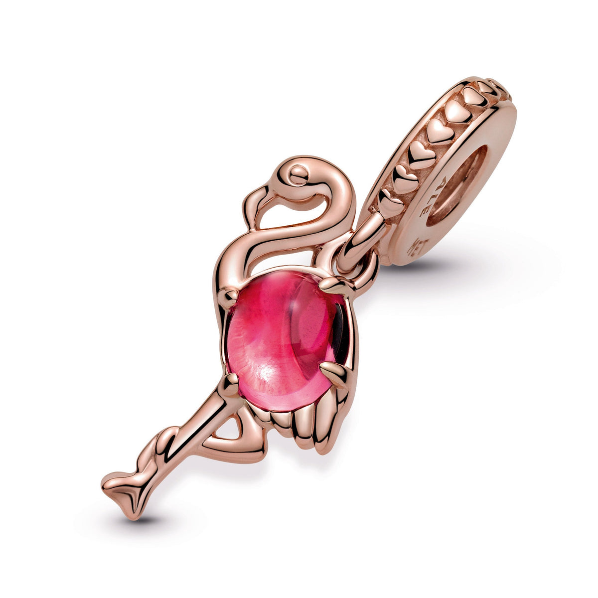Pandora Charm Featuring Pink Murano Glass Flamingo Dangle