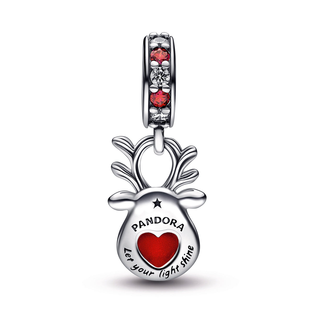 Pandora Red Nose Reindeer Murano Dangle Charm